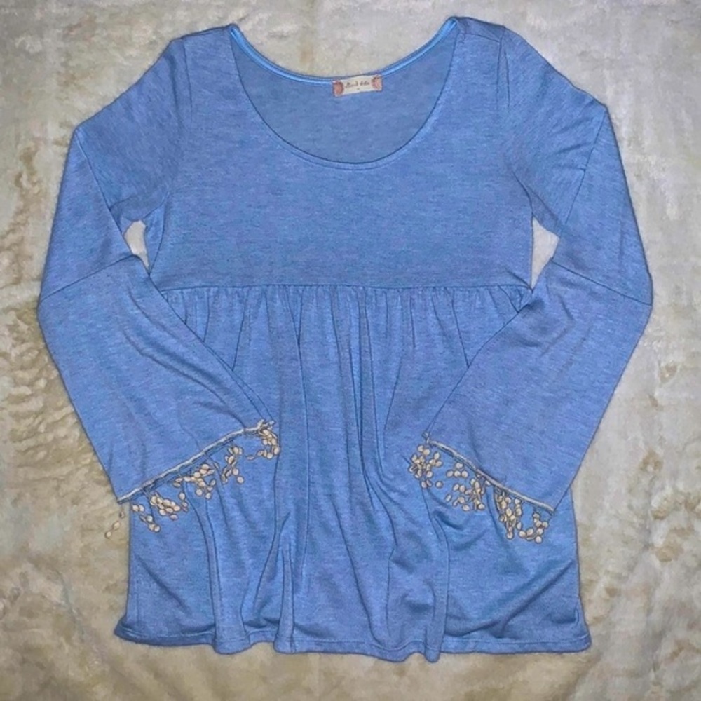 Altar’d State Light Blue Long Bell Sleeve Top Sz M